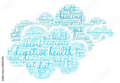 Digestive Health Word Cloud on a white background. 