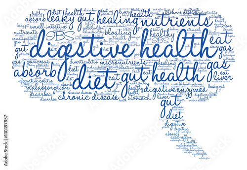 Digestive Health Word Cloud on a white background. 