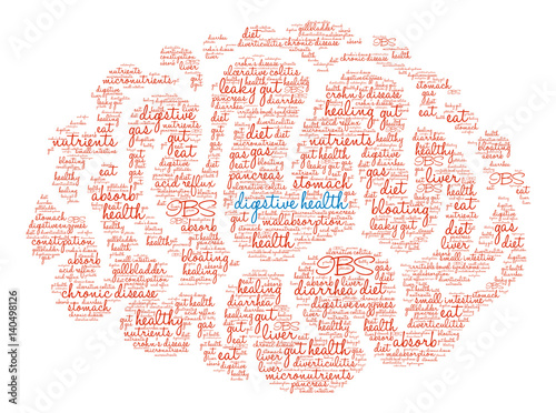 Digestive Health Word Cloud on a white background. 