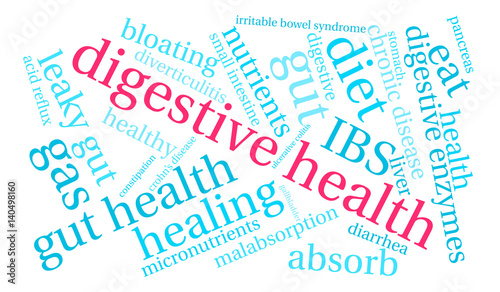 Digestive Health Word Cloud on a white background. 