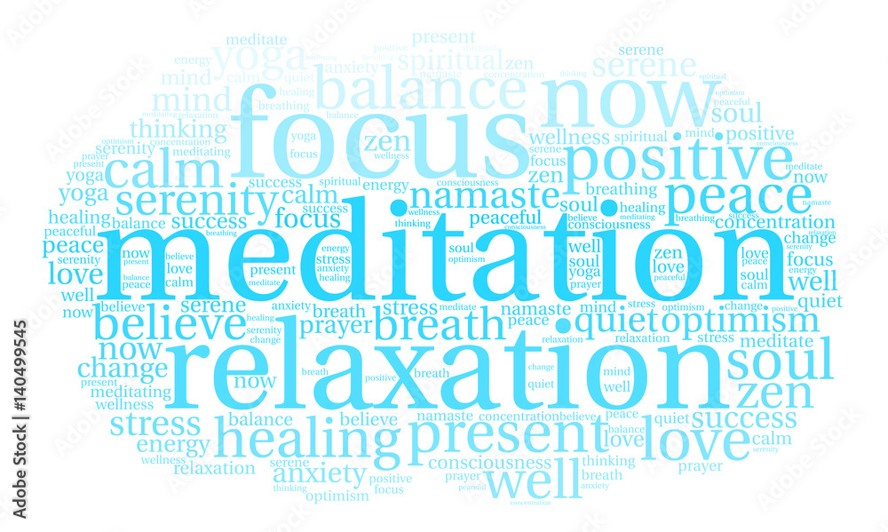 Obraz premium Meditation Word Cloud on a white background. 