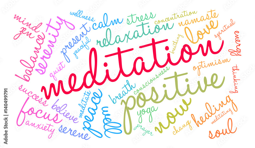 Meditation Word Cloud on a white background. Meditation Word Cloud on a white background.