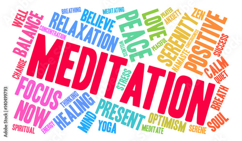 Meditation Word Cloud on a white background. 