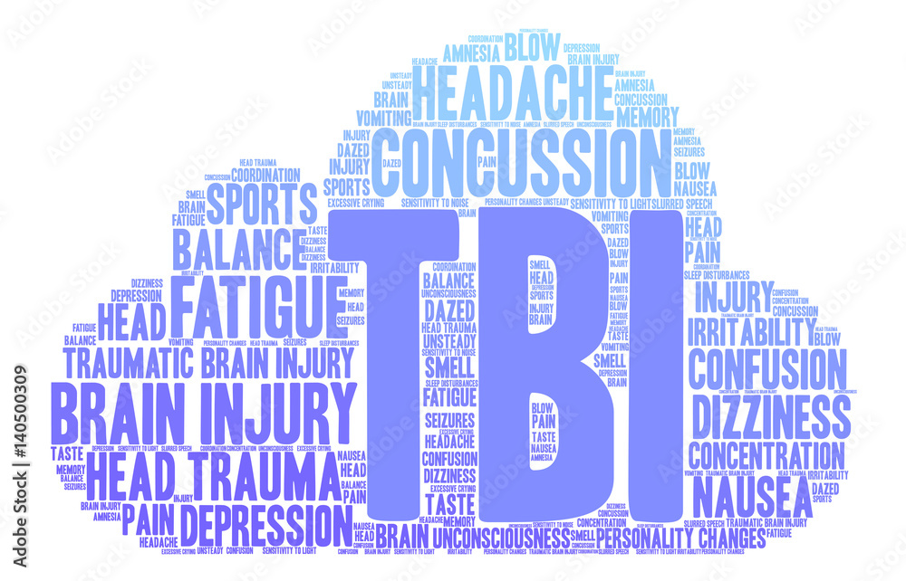 Obraz premium TBI Word Cloud on a white background. 