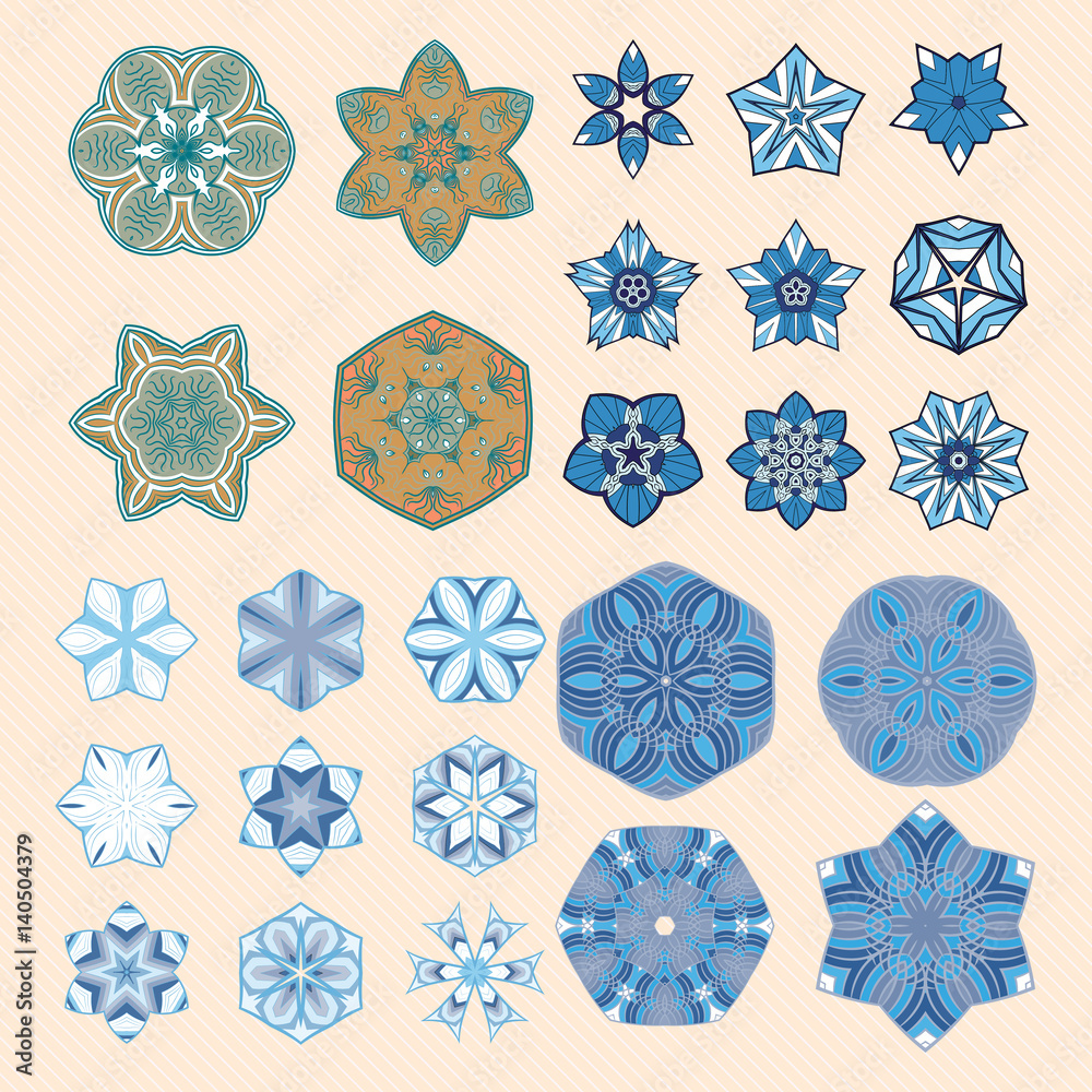Round geometric ornaments set Round geometric ornaments set