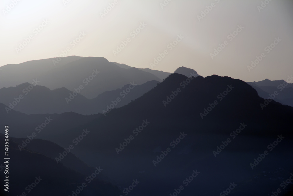 Fototapeta premium Mountainous landscape with gray tones