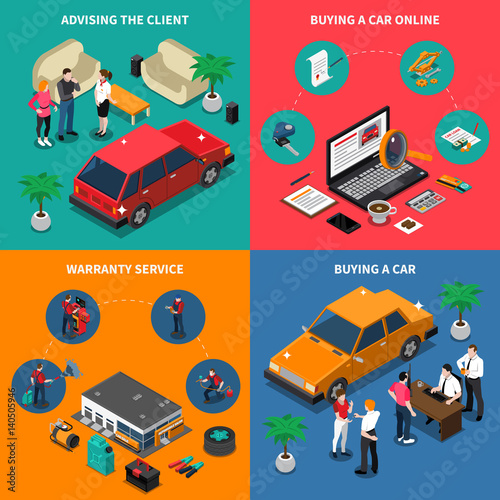 Car Dealership Isometric Concept
