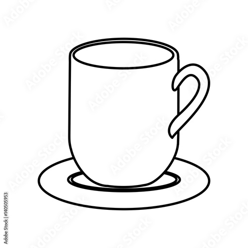 silhouette dish porcelain with mug vector illustration