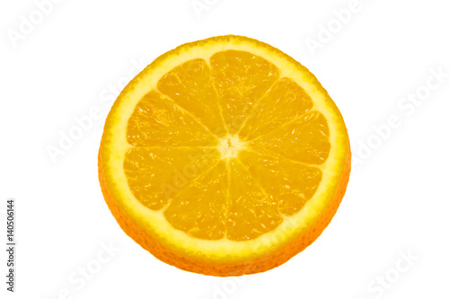 Slice of fresh orange isolated on white background