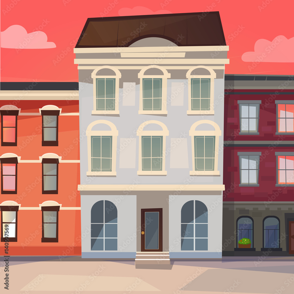 Obraz premium Vector image houses in row