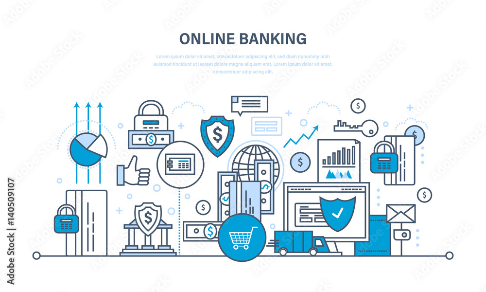 Online banking, guaranteed security payments, transactions, investments, deposits, information technology.