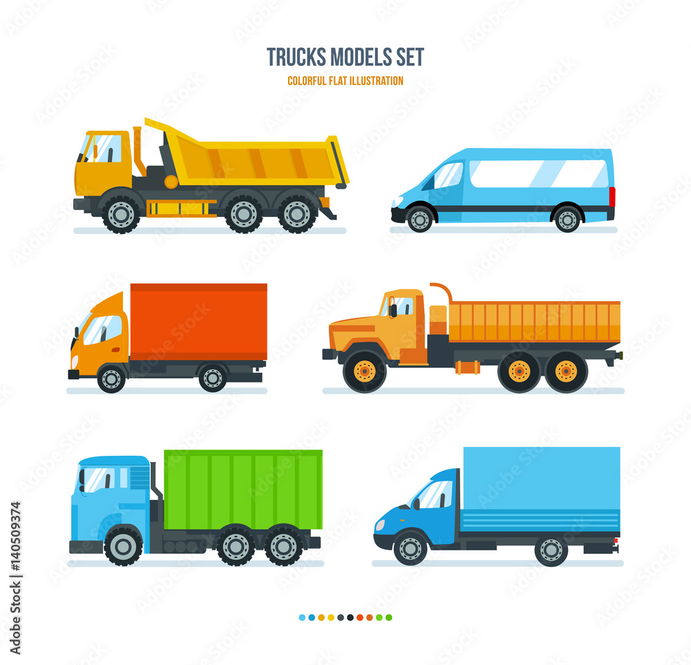 Trucks for transportation of goods, gazelle, car for transportation people. Trucks for transportation of goods, gazelle, car for transportation people.