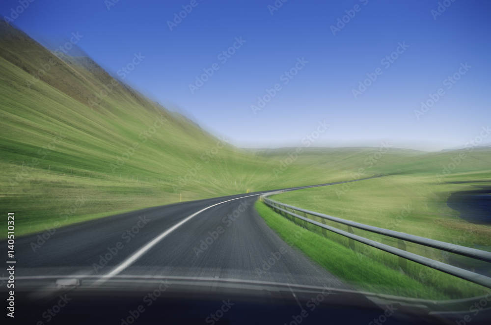 Fototapeta premium Fast driving on mountain road