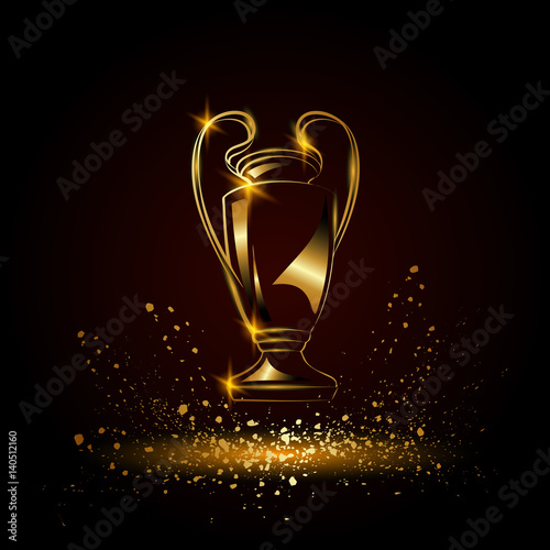 Champions Cup. Golden Soccer trophy.