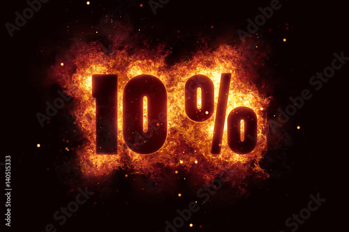 burning 10 percent sign discount offer fire off