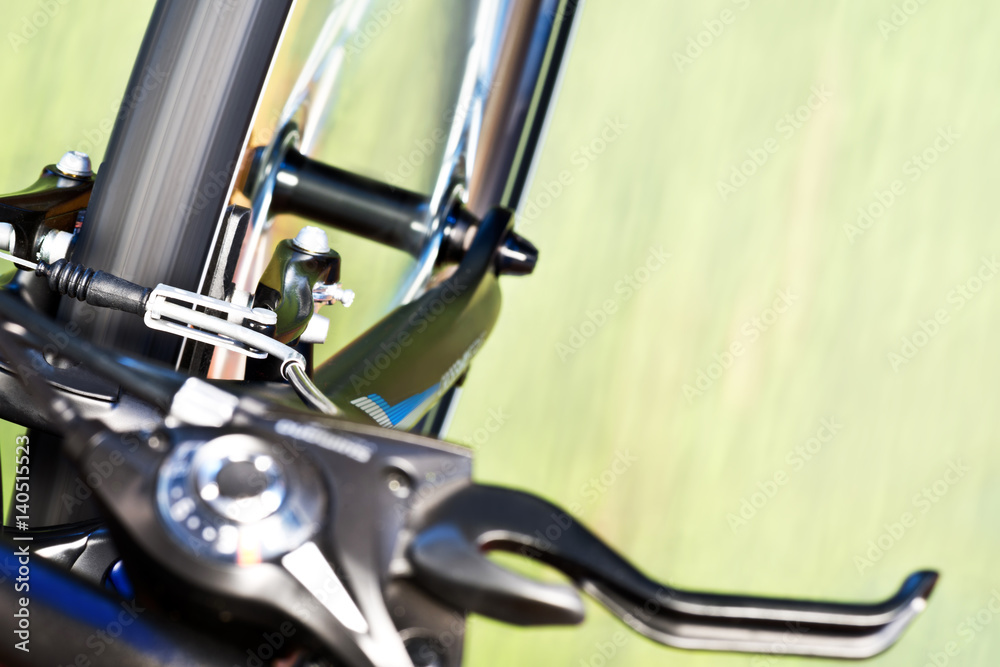 Detail Of Caliper Brakes And Suspension Fork Detail Of Caliper Brakes And Suspension Fork