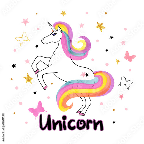 Beautiful rainbow unicorn v...