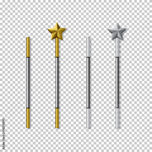 Vector magic wand set isolated on transparent background.