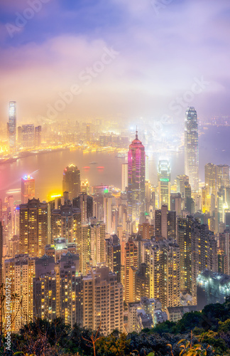 Hong Kong skyline night from the peak