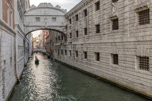 The beautiful and very famous Bridge of Sighs, Ponte dei Sospiri, historic center of Venice, Italy