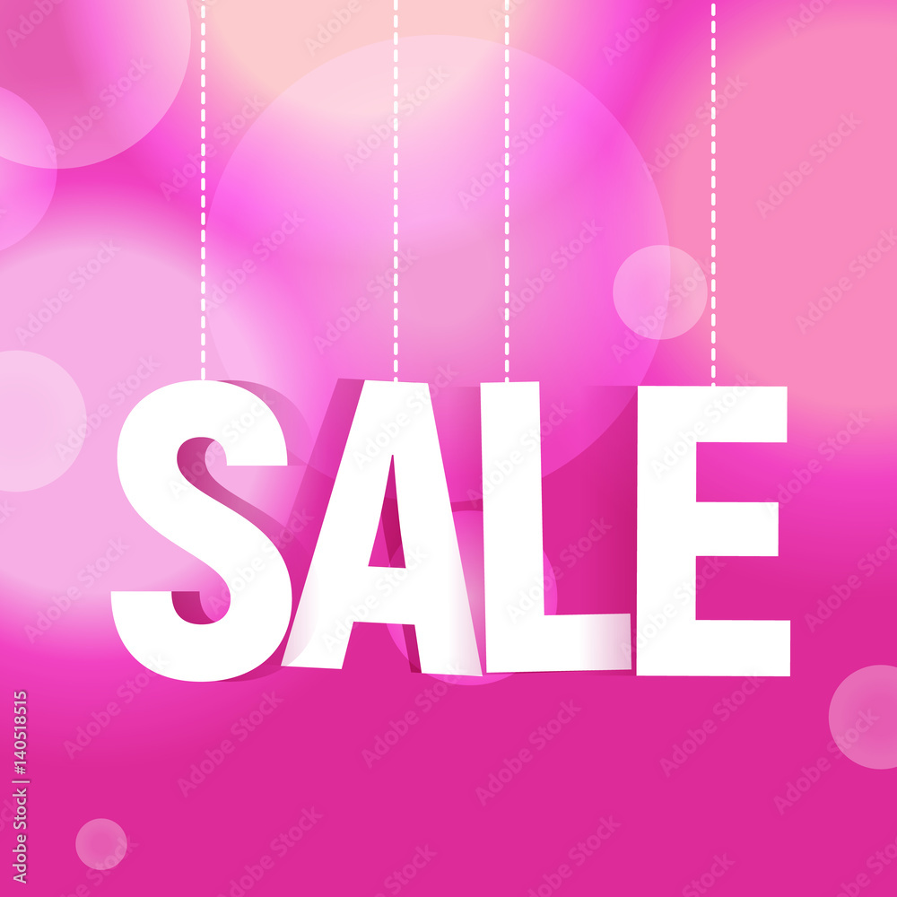 Sale paper poster with pink background and bokeh Sale paper poster with pink background and bokeh