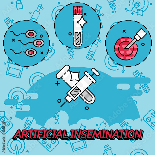 Artificial insemination flat concept icons