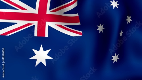 Flag of Australia, fluttering in the wind. 3D rendering.