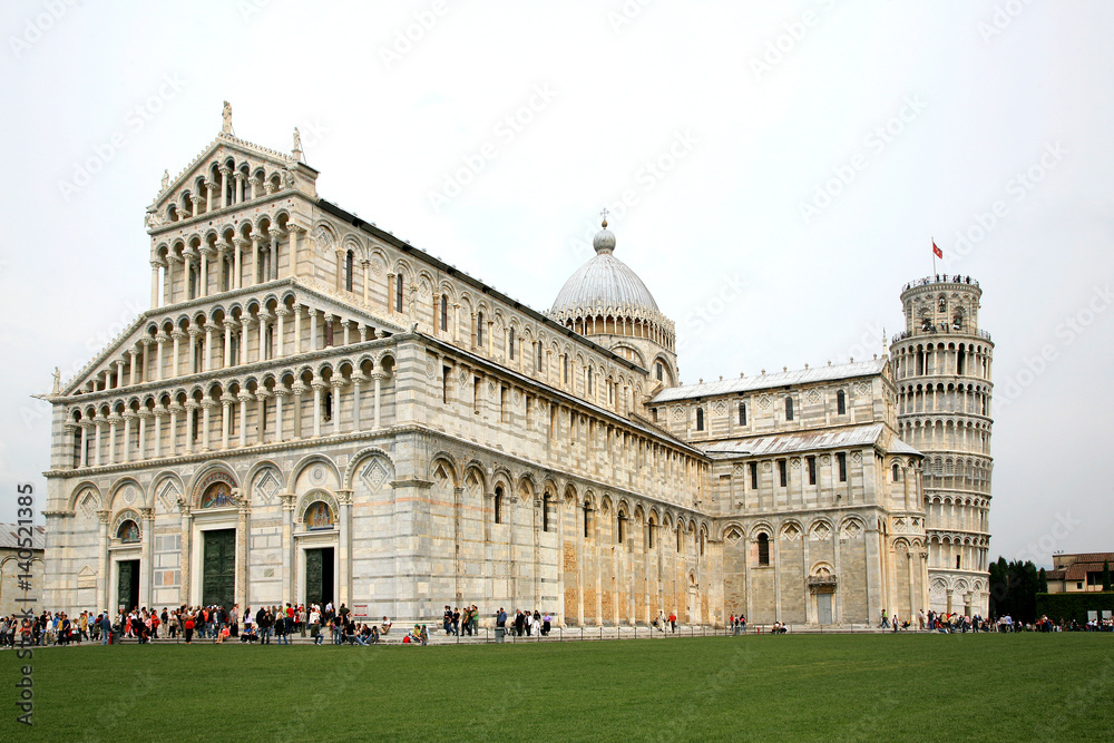Cathedral (Duomo) of Pisa, Italy. Leaning Tower is in the background.