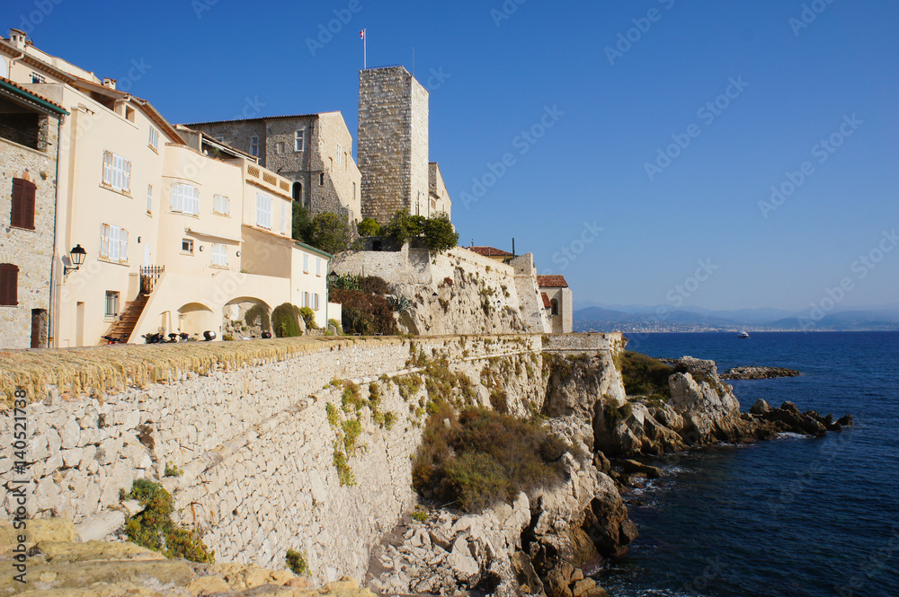 Cityscape of Antibes, France view to old city and sea