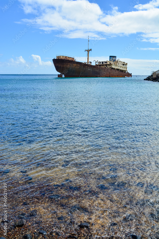 Schiffswrack bei Arrecife, Lanzarote, Kanaren, Spanien