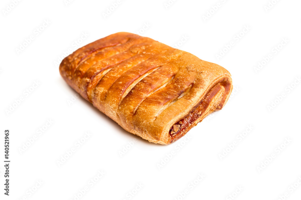 Puff pastry bun isolated on white background