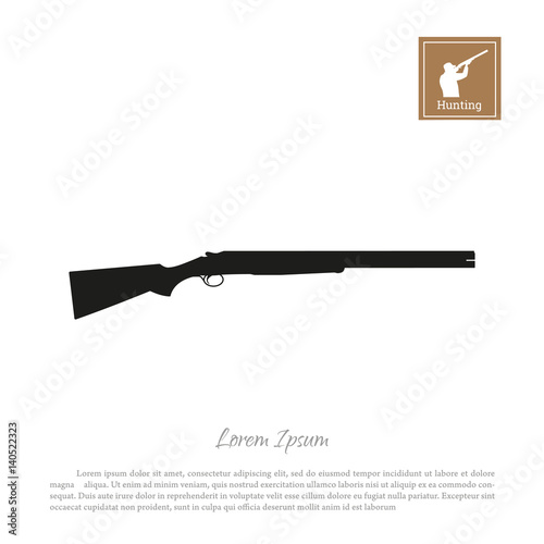 Black silhouette of a hunting rifle on a white background. Gun icon