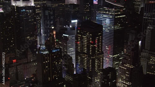 Diagonal night flight across Times Square at Reuters. Shot in 2005.