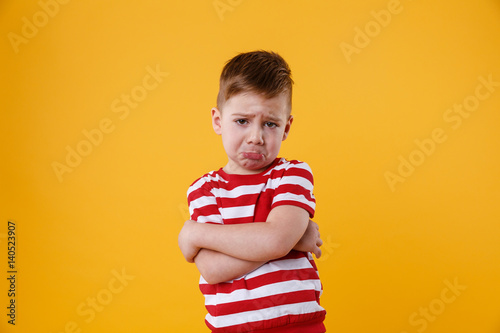 Billede på lærred Portrait of a sad upset little boy crying
