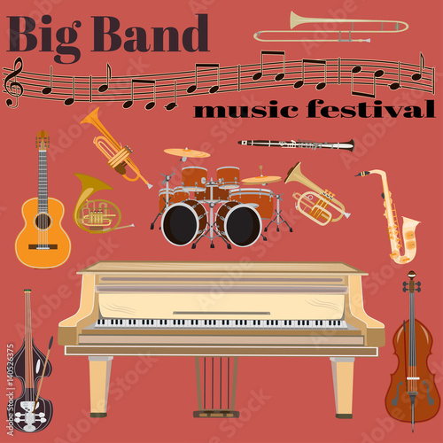 Vector Big band music festival template in flat style