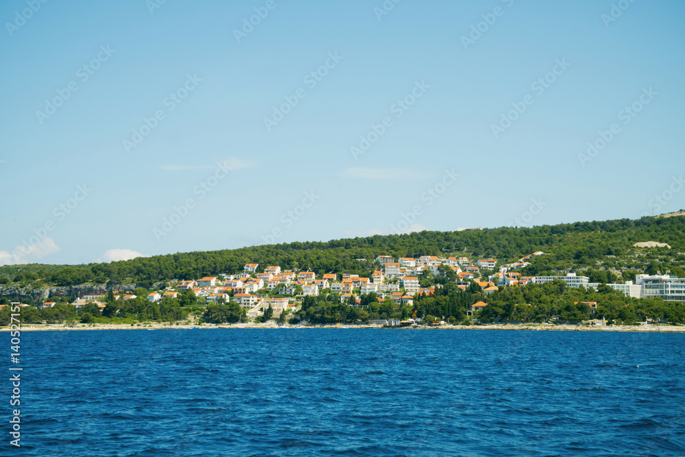 Beautiful seascape, Hvar and Split Channel. Traveling, yachting, vacation concept.