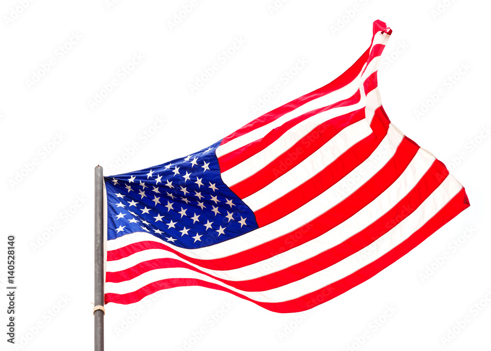 Obraz premium American flag waving isolated on white background