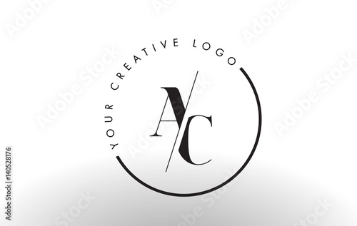 AC Serif Letter Logo Design with Creative Intersected Cut.