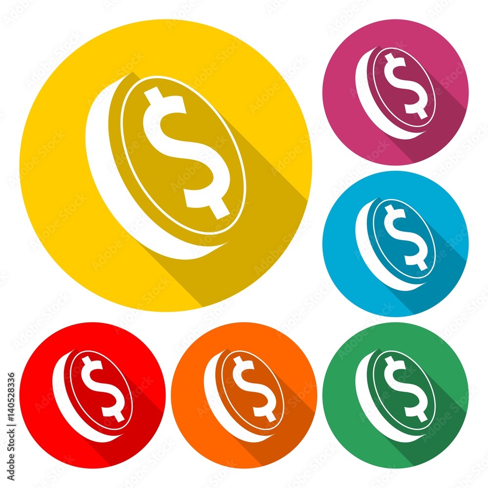 Dollar Coins Icon Flat Graphic Design - Illustration Dollar Coins Icon Flat Graphic Design - Illustration