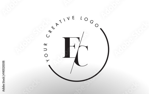 EC Serif Letter Logo Design with Creative Intersected Cut.