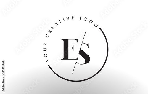 ES Serif Letter Logo Design with Creative Intersected Cut. photo