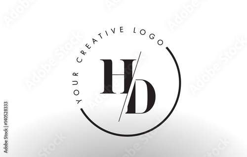 HD Serif Letter Logo Design with Creative Intersected Cut.