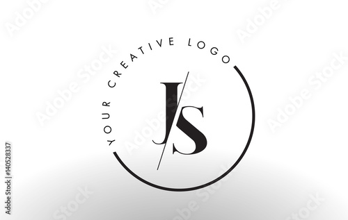 JS Serif Letter Logo Design with Creative Intersected Cut.