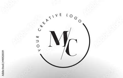MC Serif Letter Logo Design with Creative Intersected Cut. photo