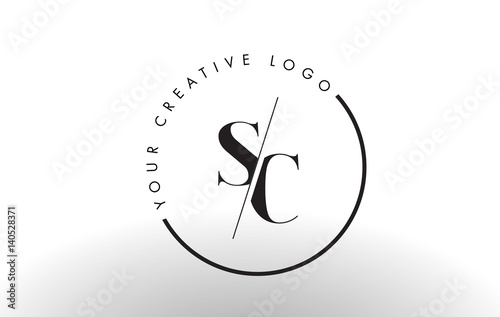SC Serif Letter Logo Design with Creative Intersected Cut. photo