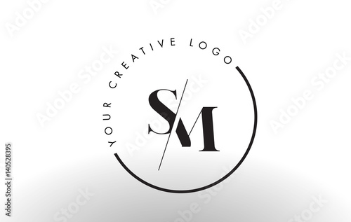 SM Serif Letter Logo Design with Creative Intersected Cut. photo
