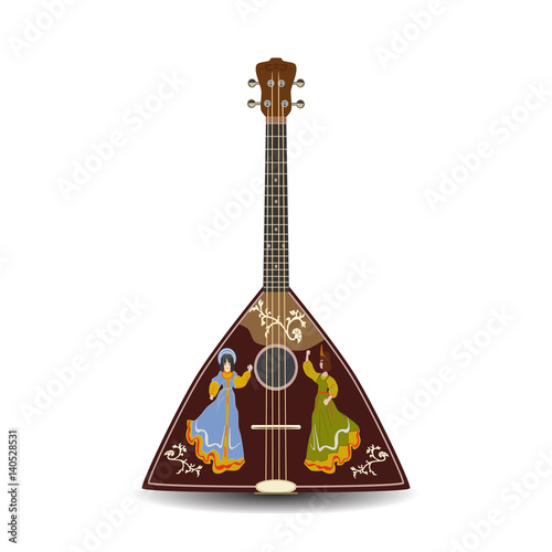 Vector illustration of traditional russian balalaika in flat style