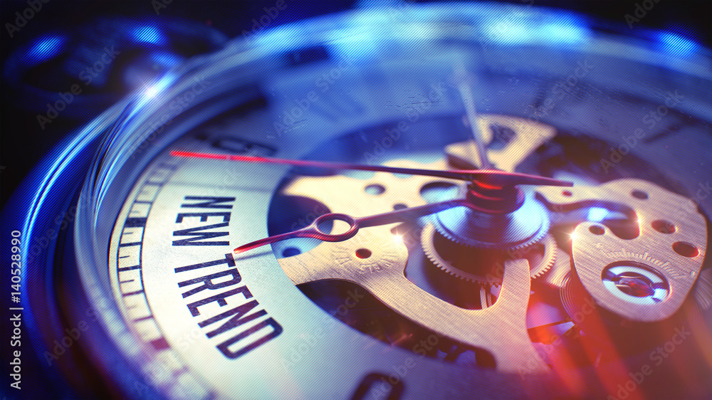 Obraz premium New Trend - Text on Vintage Pocket Clock. 3D Illustration.