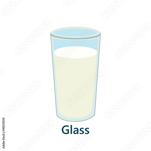 Isolated glass of milk on the white background title