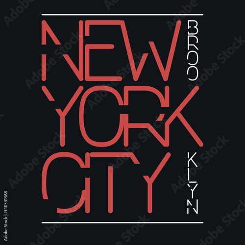 New York City Typography Graphics, T-shirt Printing Design. New York City, Brooklyn original wear. Print for sportswear apparel. Vector illustration